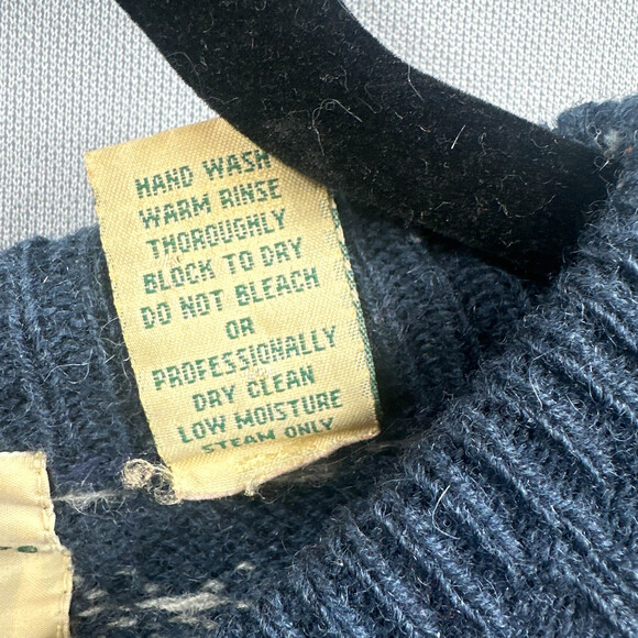 VTG Wool Sweater Lg 90s Grandpa Jumper Kurt Cobain Nordic Pattern Snowflake 80s - Picture 11 of 16